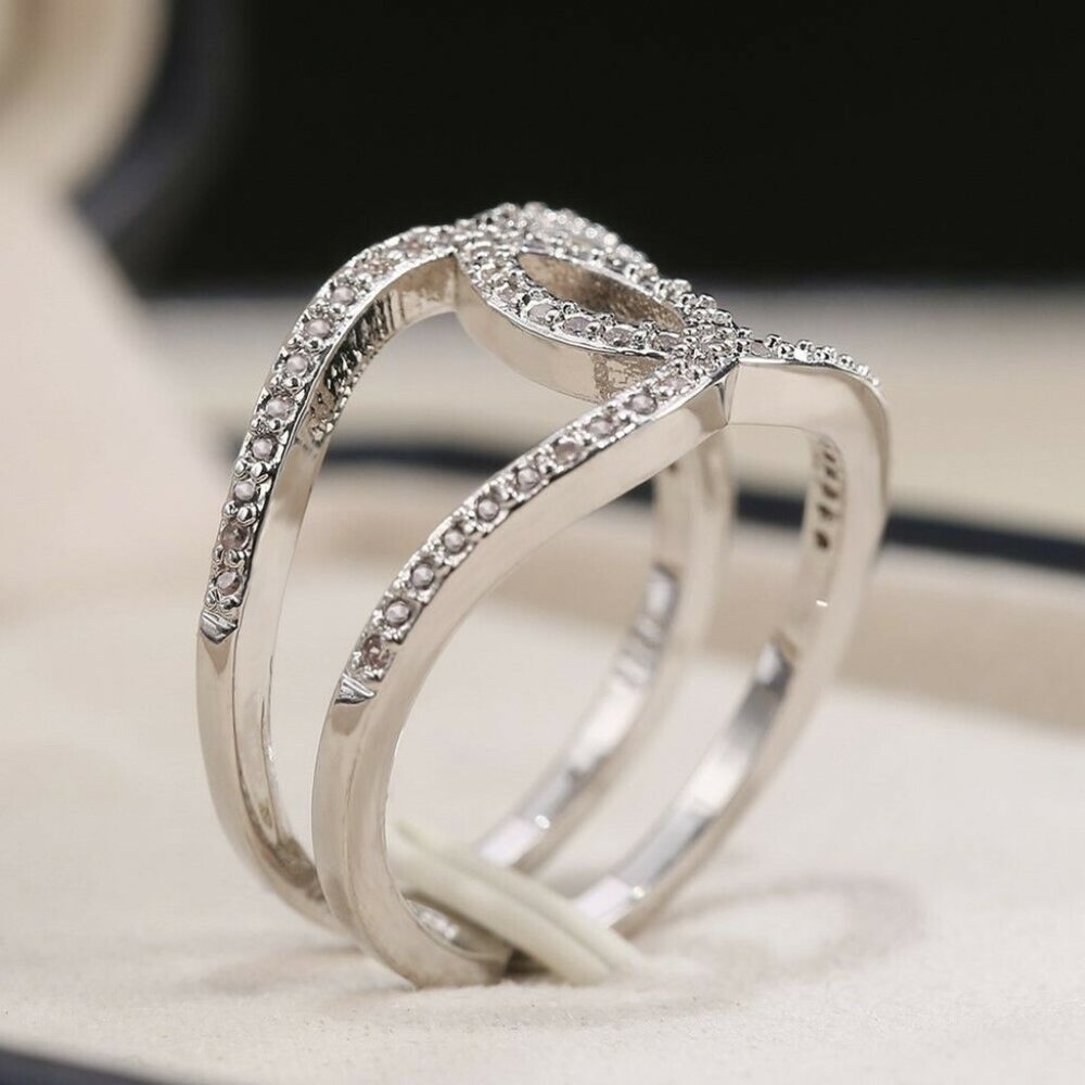 Infinity 925 Silver Ring White Sapphire New - Picture 6 of 7